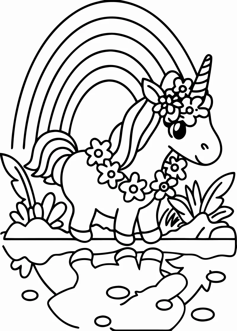Pokoloruj jednorozce – darmowy szablon PDF - wariant 18
