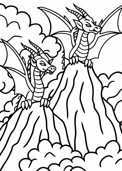 Darmowa kolorowanka smoki do druku PDF - wariant 26
