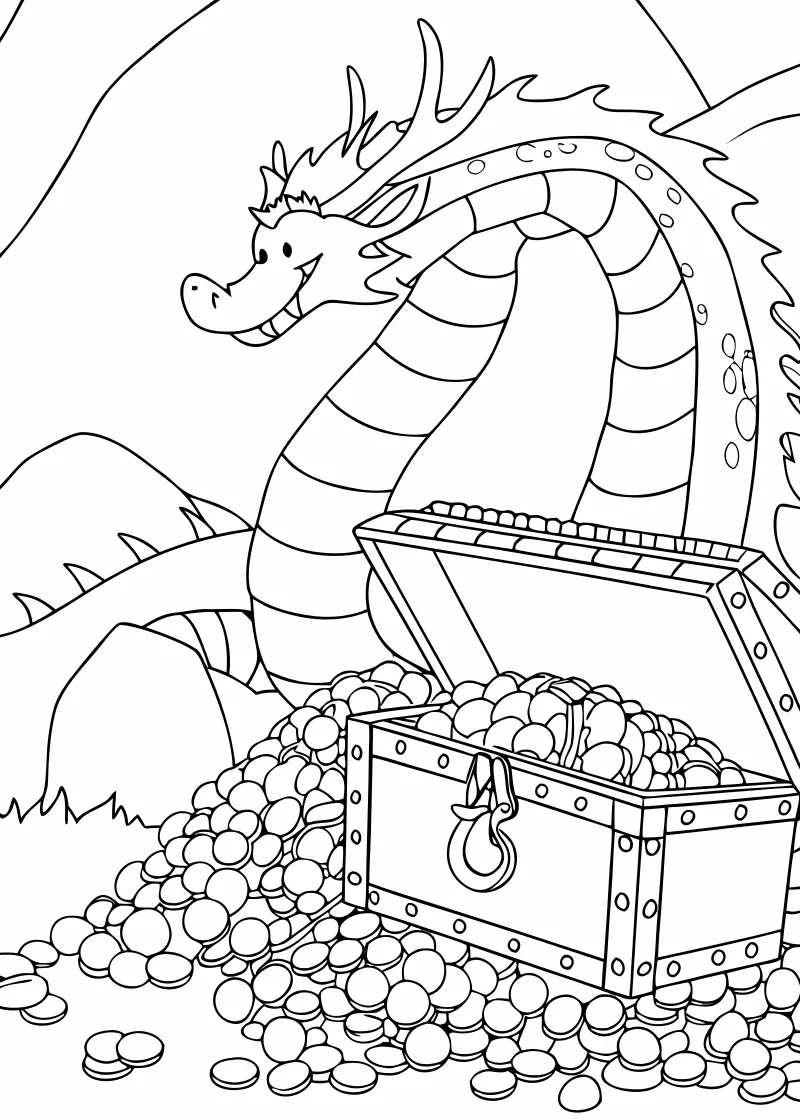 Pokoloruj smoki – darmowy szablon PDF - wariant 36