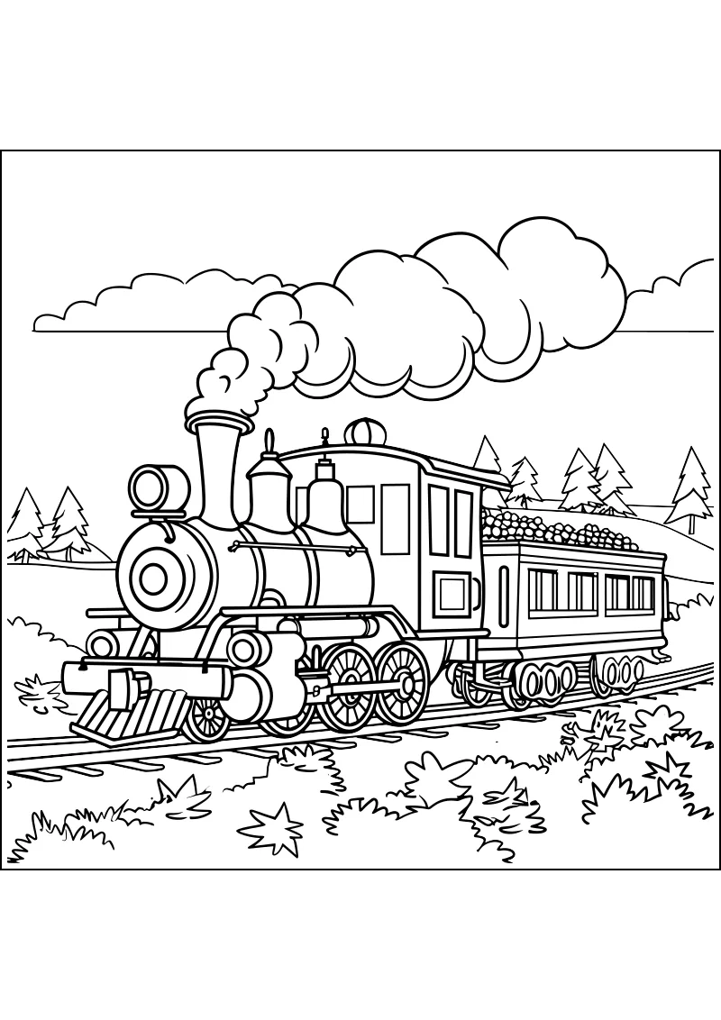 Kolorowanka z pociagi do pobrania