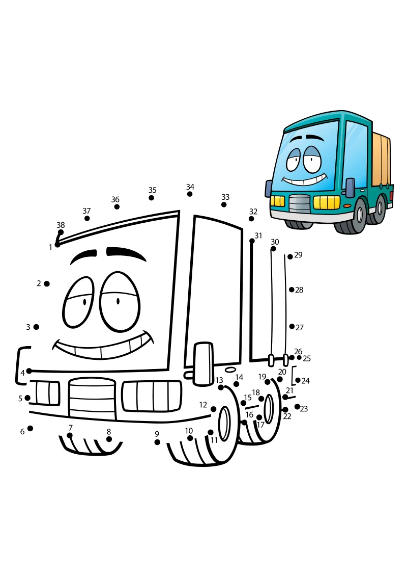 Łatwa kolorowanka tir dla przedszkolaka