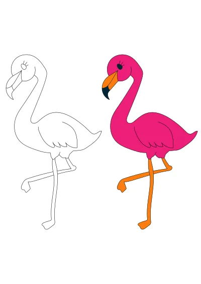 Kolorowanka do druku flamingi